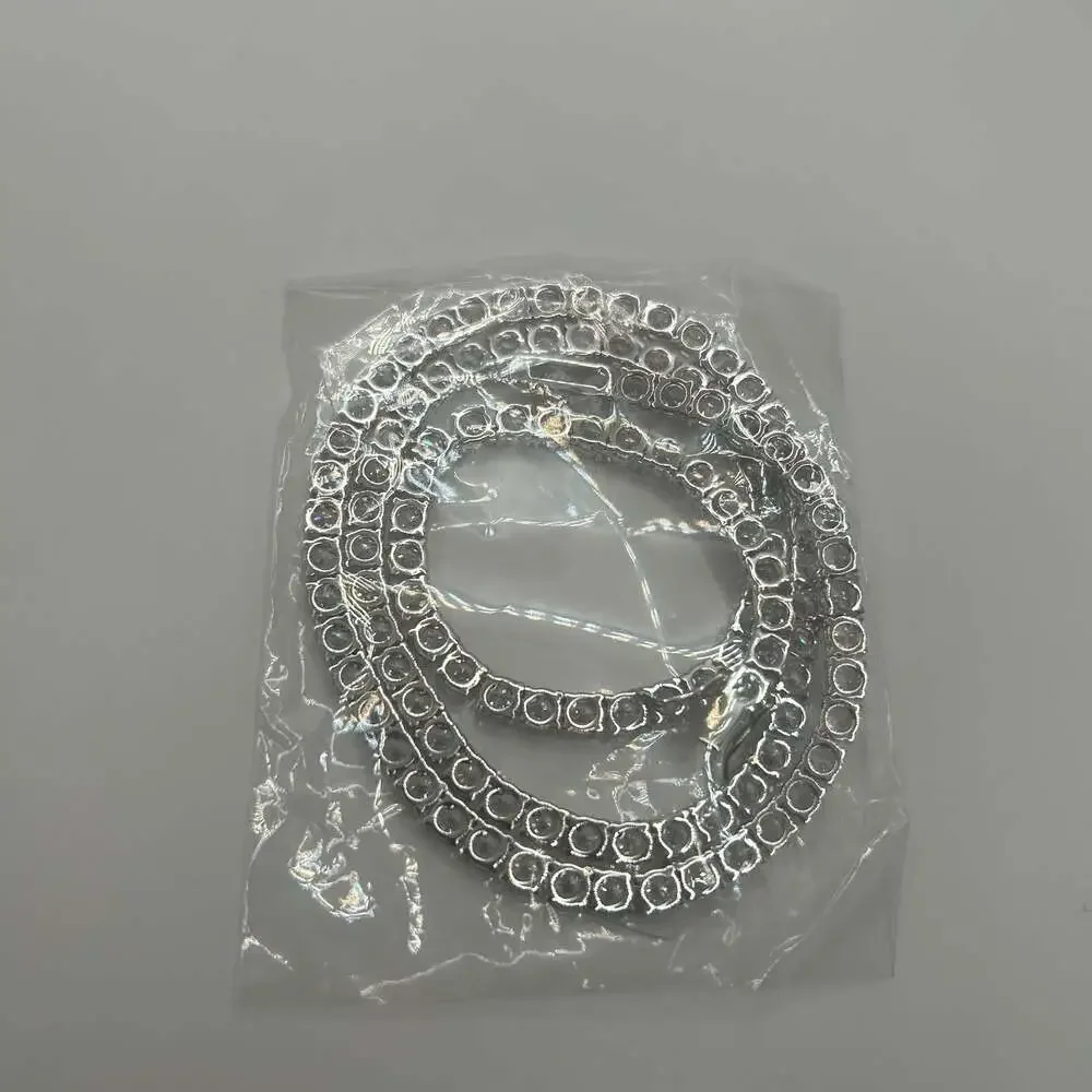 VVS1 Moissanite Tennis Chain Necklace Silver 5mm - Men Women No Pass Diamond Tes